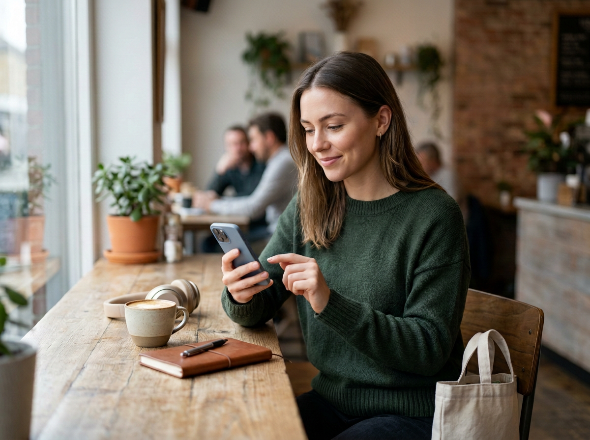 A woman using AI an app on her smartphone